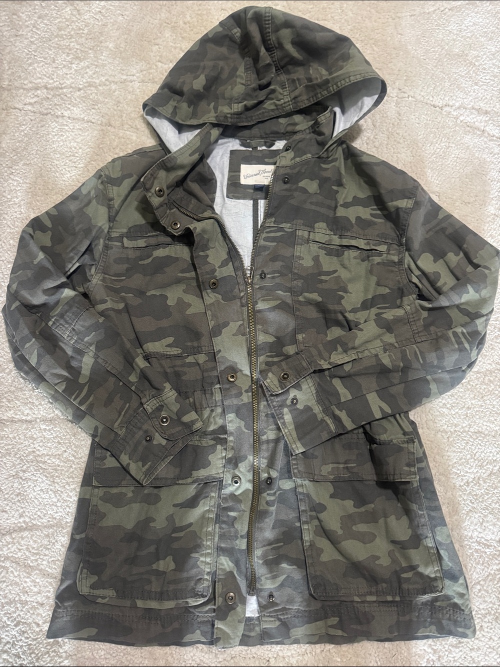Universal Thread Camouflage Hooded Utility Jacket - Green & Brown
